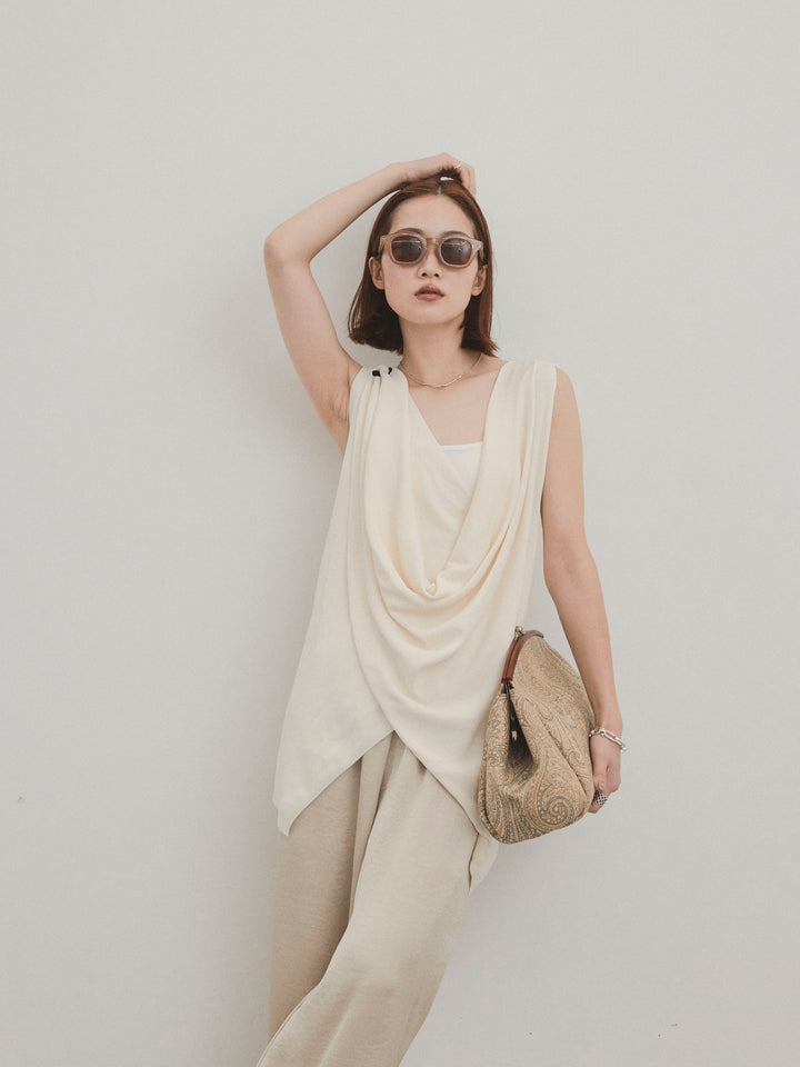 [SET]ドライタッチドレープニットプルオーバー+サテンイージーパンツ(2set)