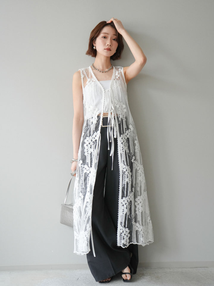【預購】設計師蕾絲長裙配馬甲 / 白色