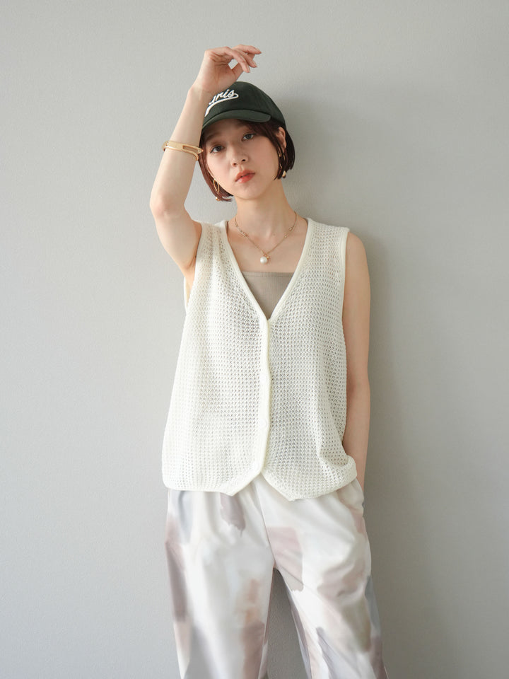 【預購】華夫格針織背心/象牙白