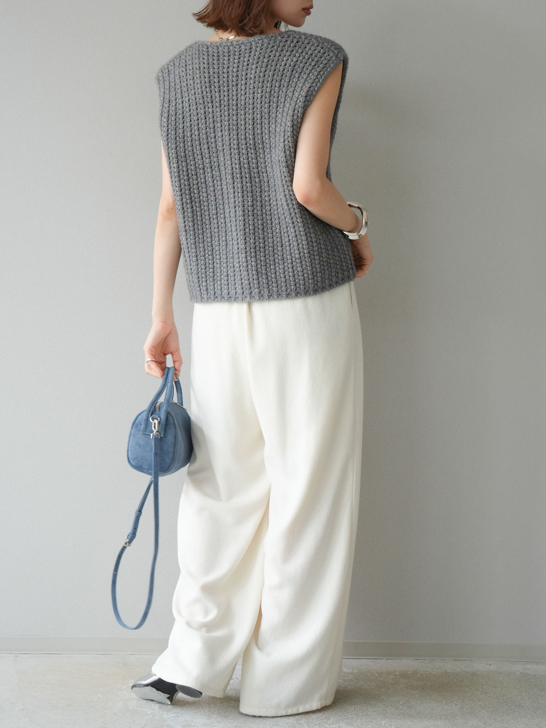 [予約]ネップワイドパンツ/アイボリー