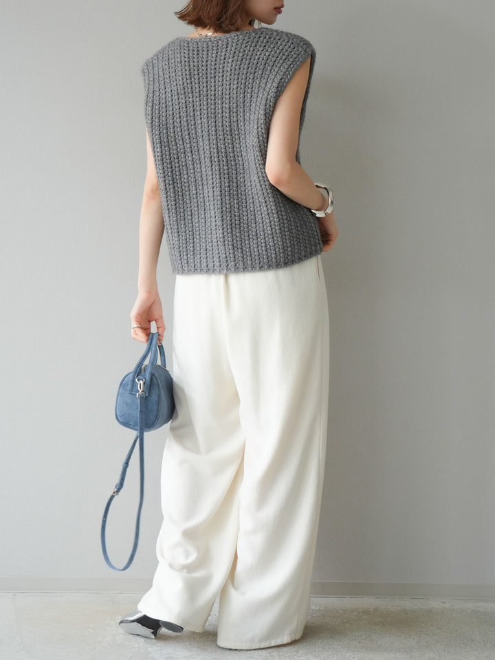 [予約]ネップワイドパンツ/アイボリー