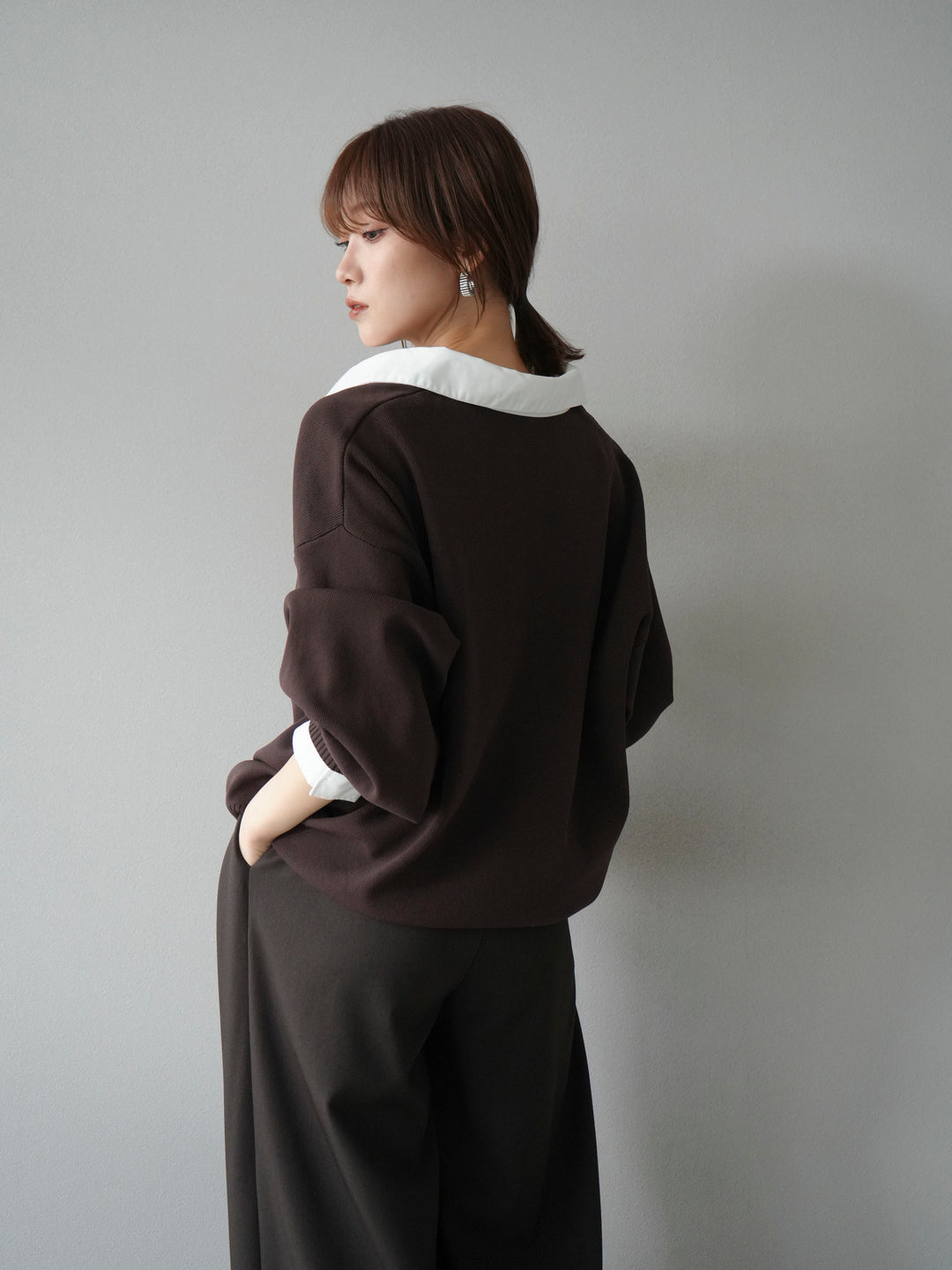 【SET】翻領polo針織套衫+雙褶闊腿褲（2件組）