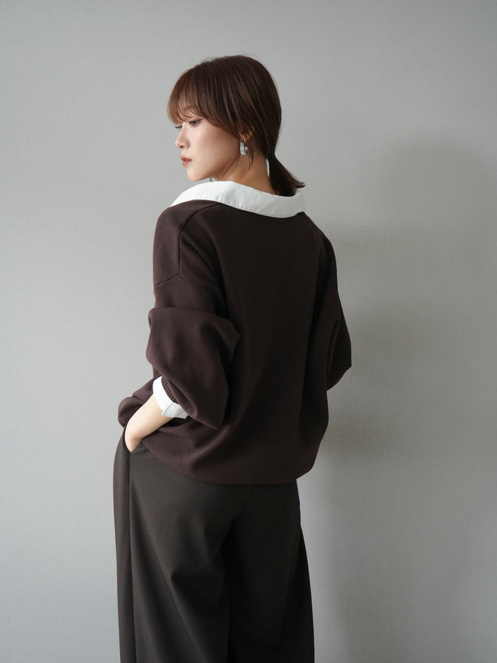 【SET】翻領polo針織套衫+雙褶闊腿褲（2件組）