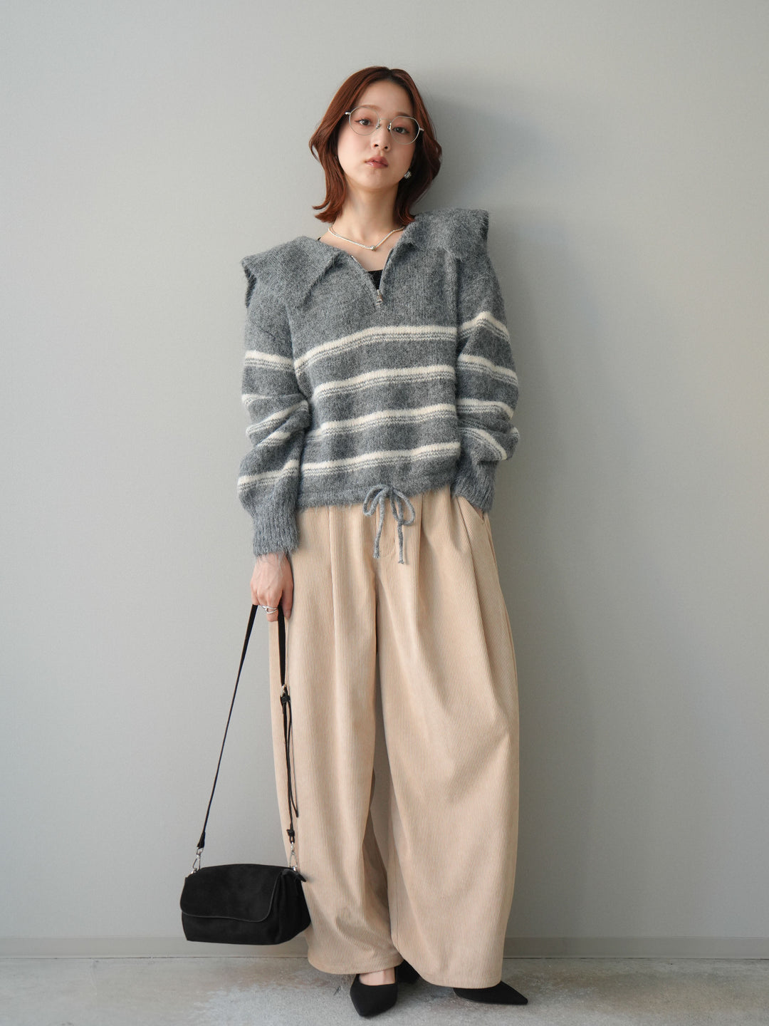 [予約]コーデュロイサイドタックコクーンパンツ/beige