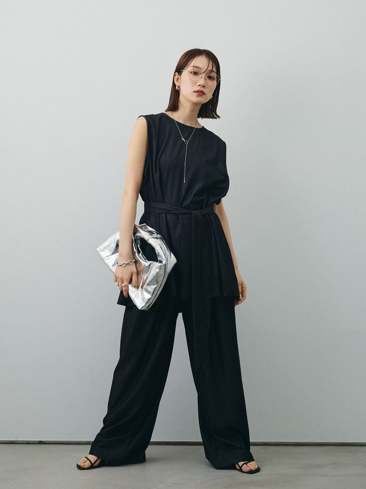 [SET]テンセルデニムノースリーブ＆ワイドパンツSET UP+テンセルデニムノースリーブ＆ワイドパンツSET UP(2set)