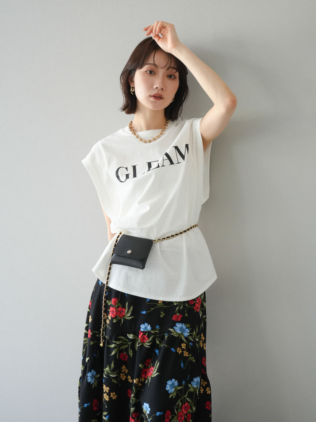 [預訂] 後標logo印花美國棉質T卹/米白色