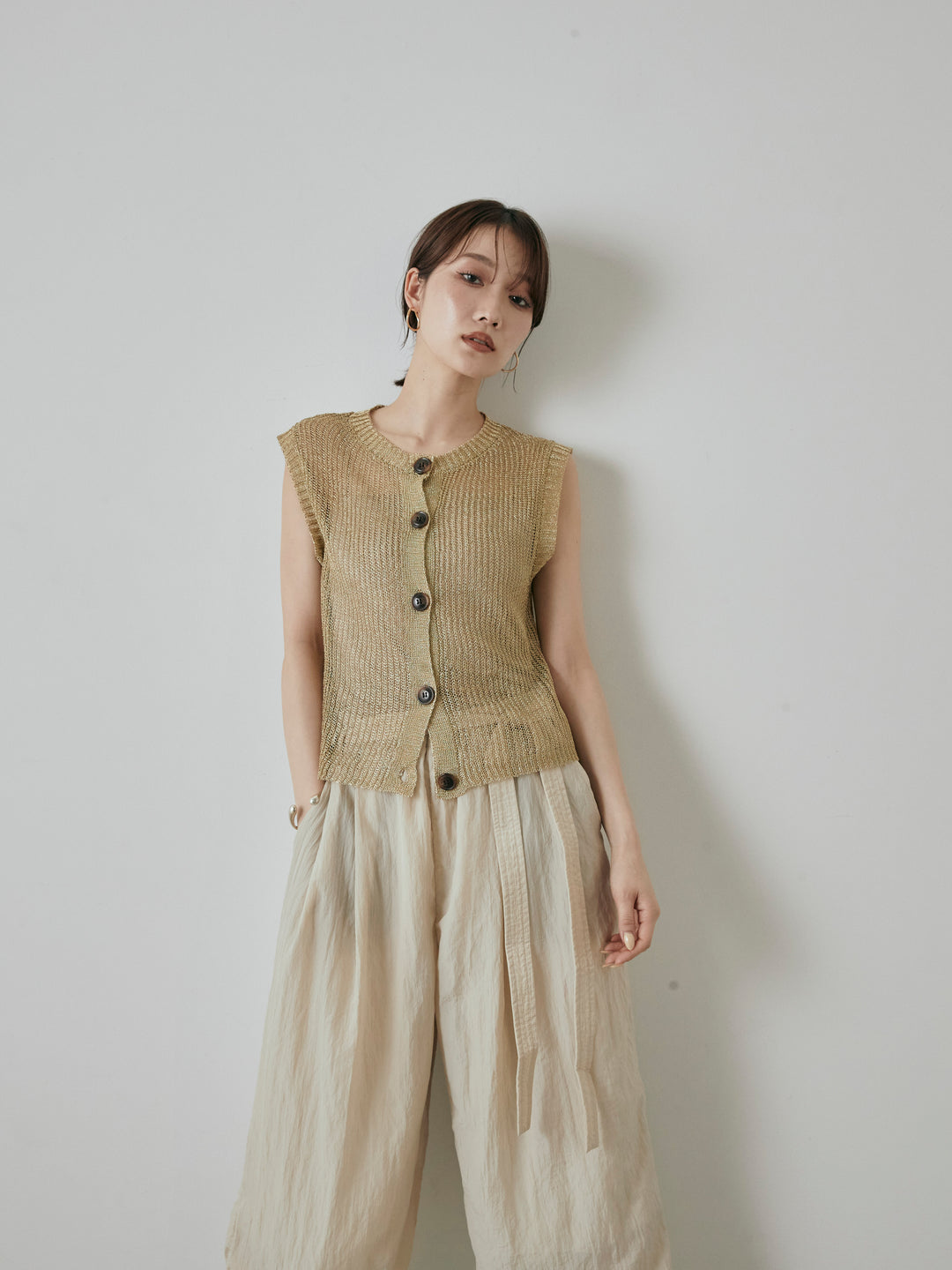 [預購] 細繩針織背心/金色