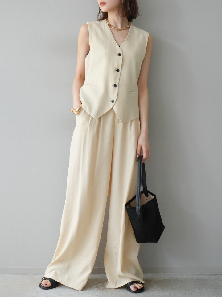 [SET]Vネックジレ＆ワイドパンツSET UP(2set)