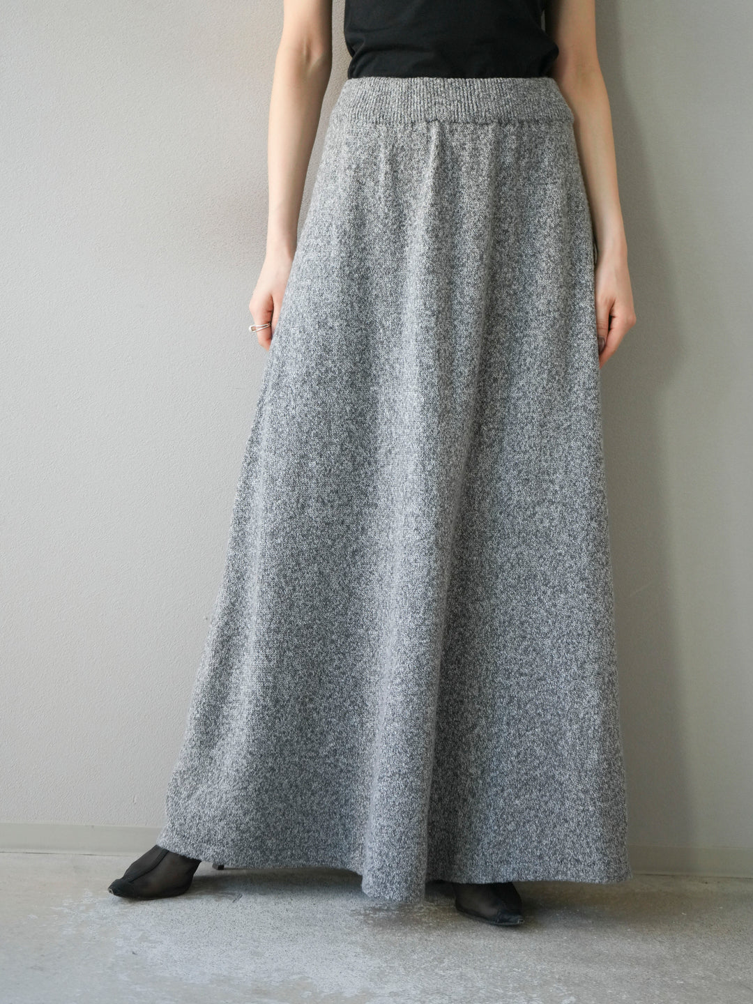 [予約]ミックスヤーンニットスカート/グレー