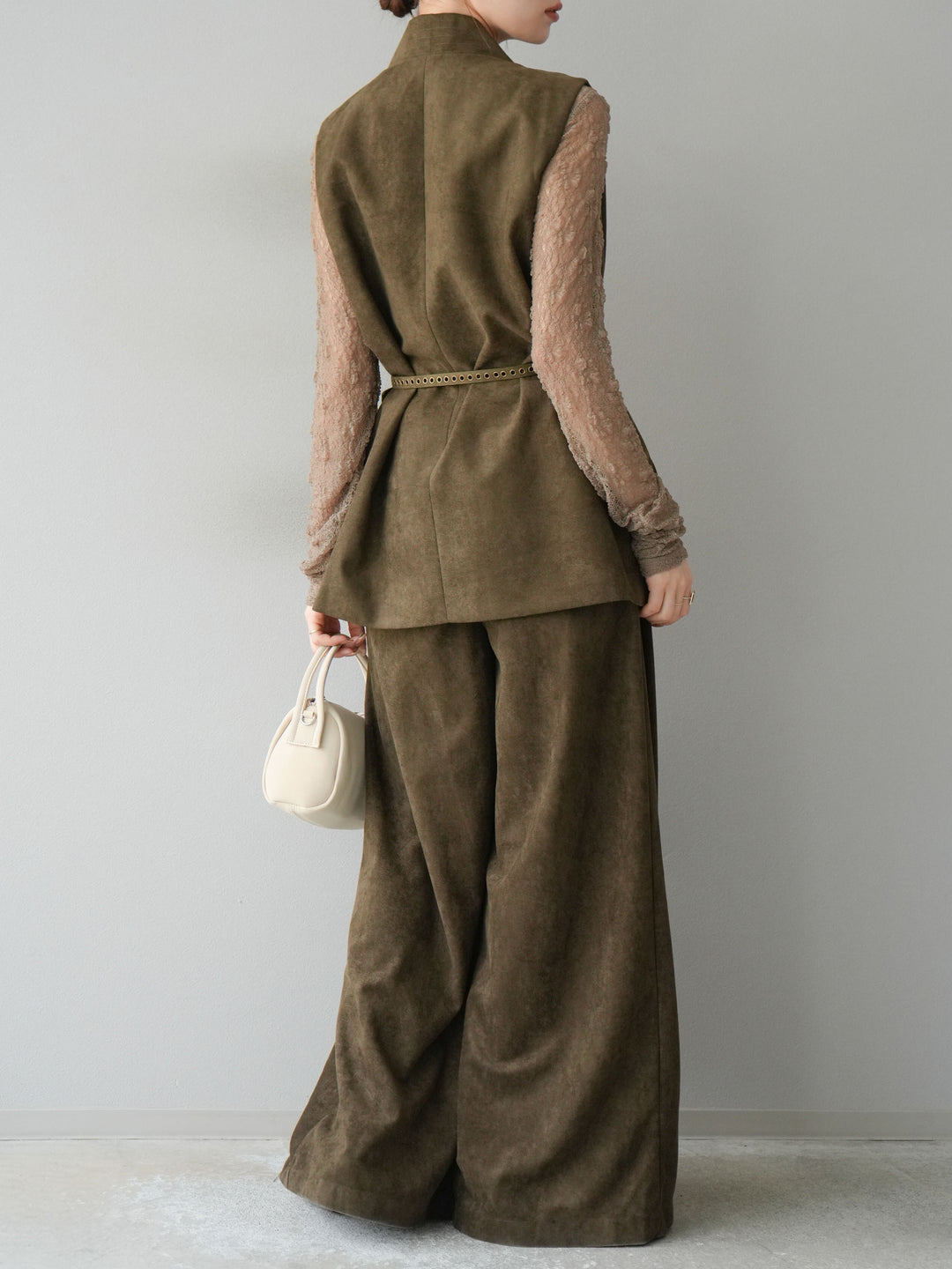 [SET]ポーチベルト付スウェードジレ×パンツSET UP(2set)