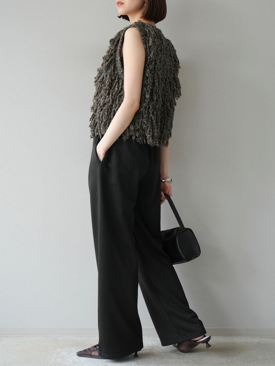 [予約]ダブルウエストスウェットパンツ/ブラック