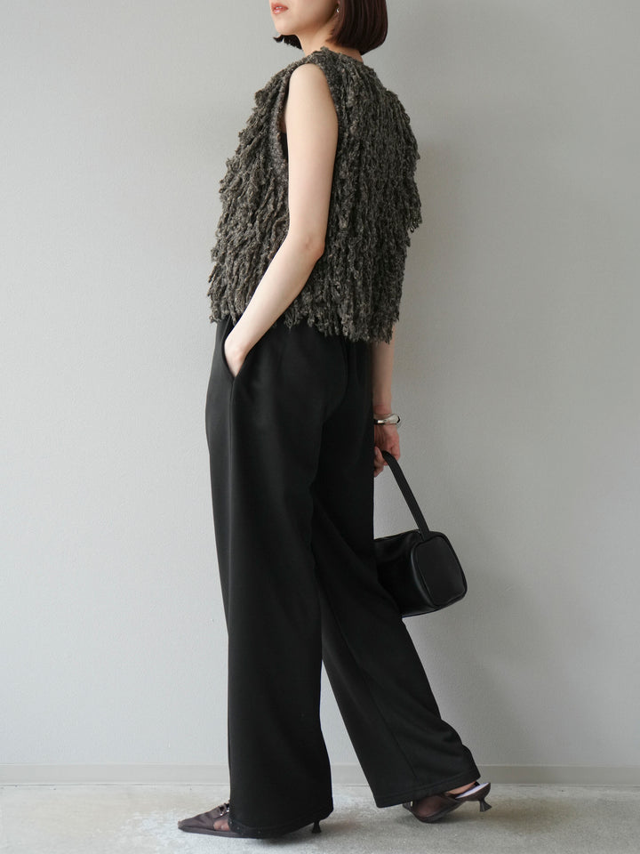 [予約]ダブルウエストスウェットパンツ/ブラック