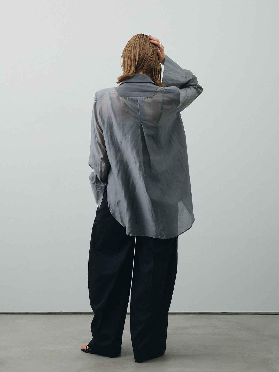 [SET]シアー切替テーラードジャケット+リネンライクカシュクールデザインビスチェ+コクーンワイドチノパンツ(3set)