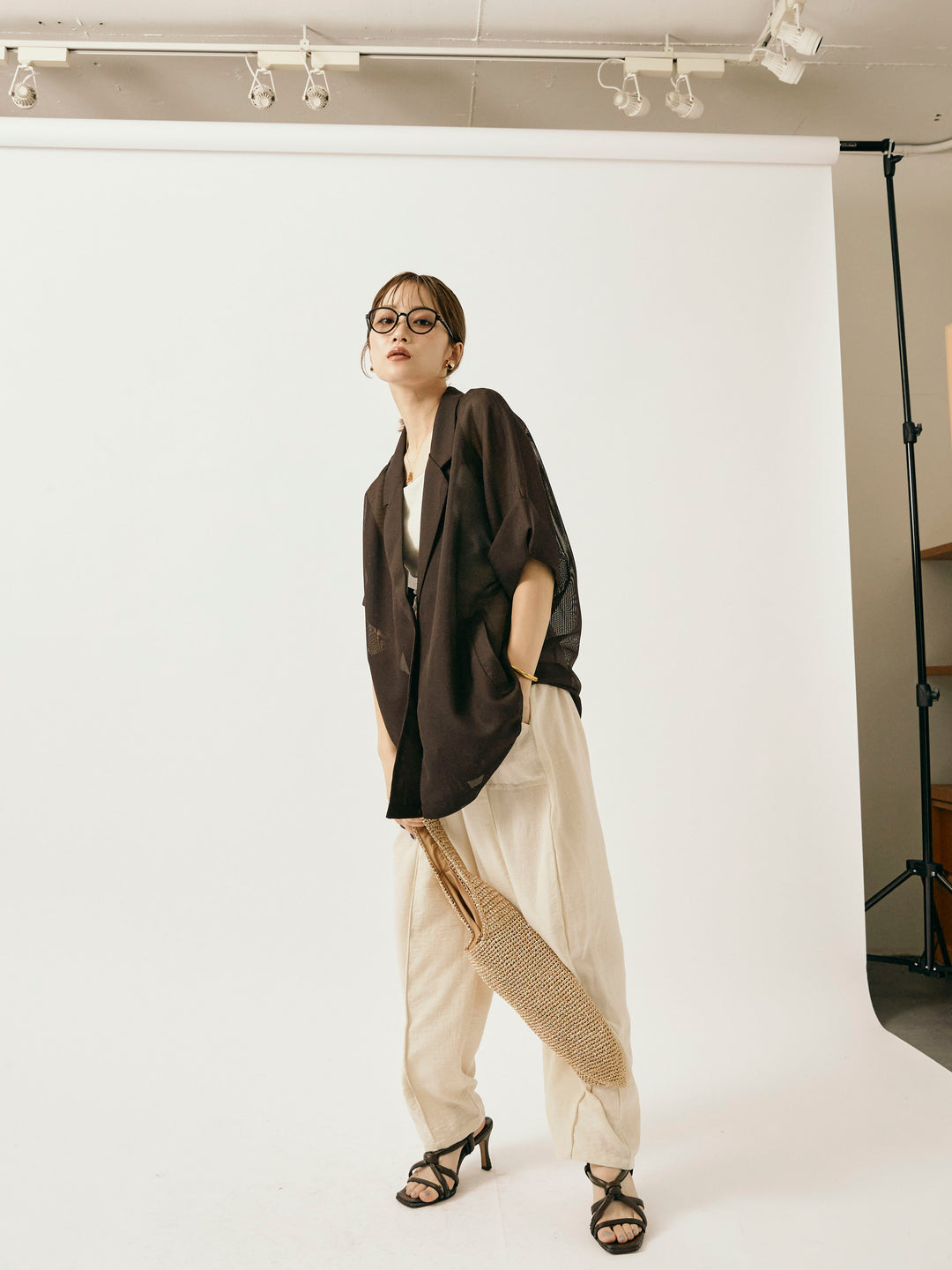 [予約]リネンライクベイカーバルーンパンツ/アイボリー