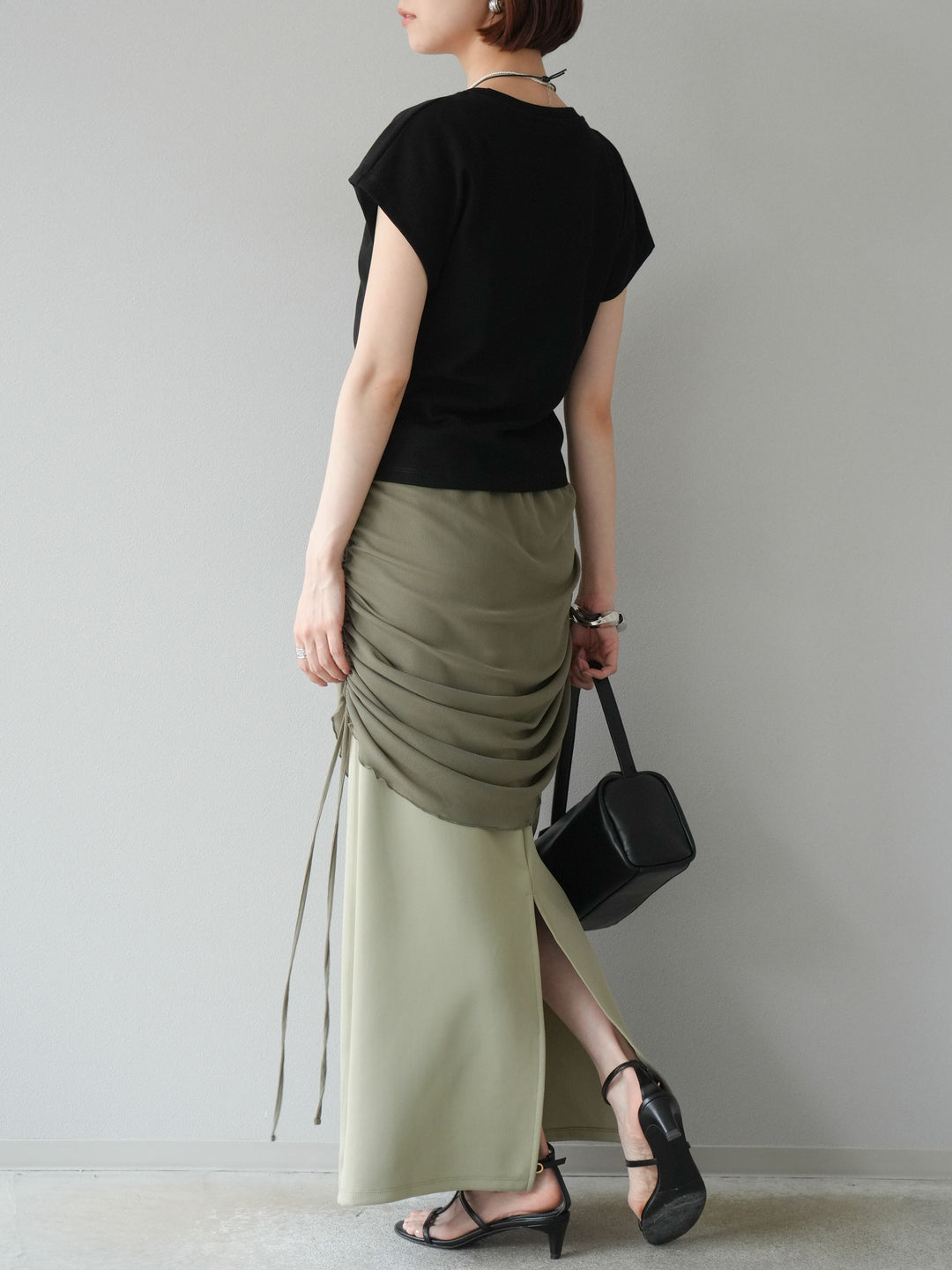 [予約]シアーレイヤードタイトスカート/ライトグリーン