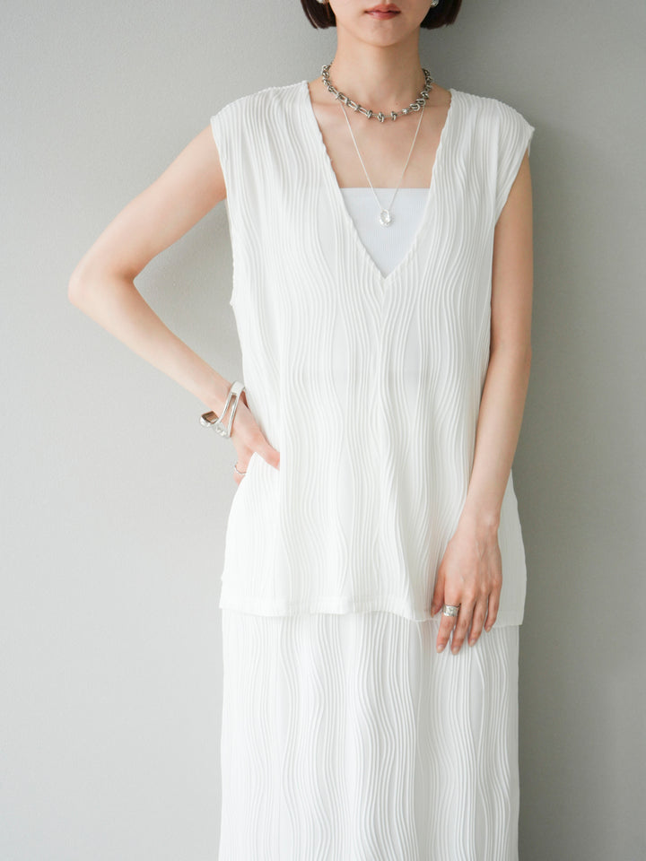 [SET]ウェーブパイピングVネックベスト+選べるアクセセット(2set)