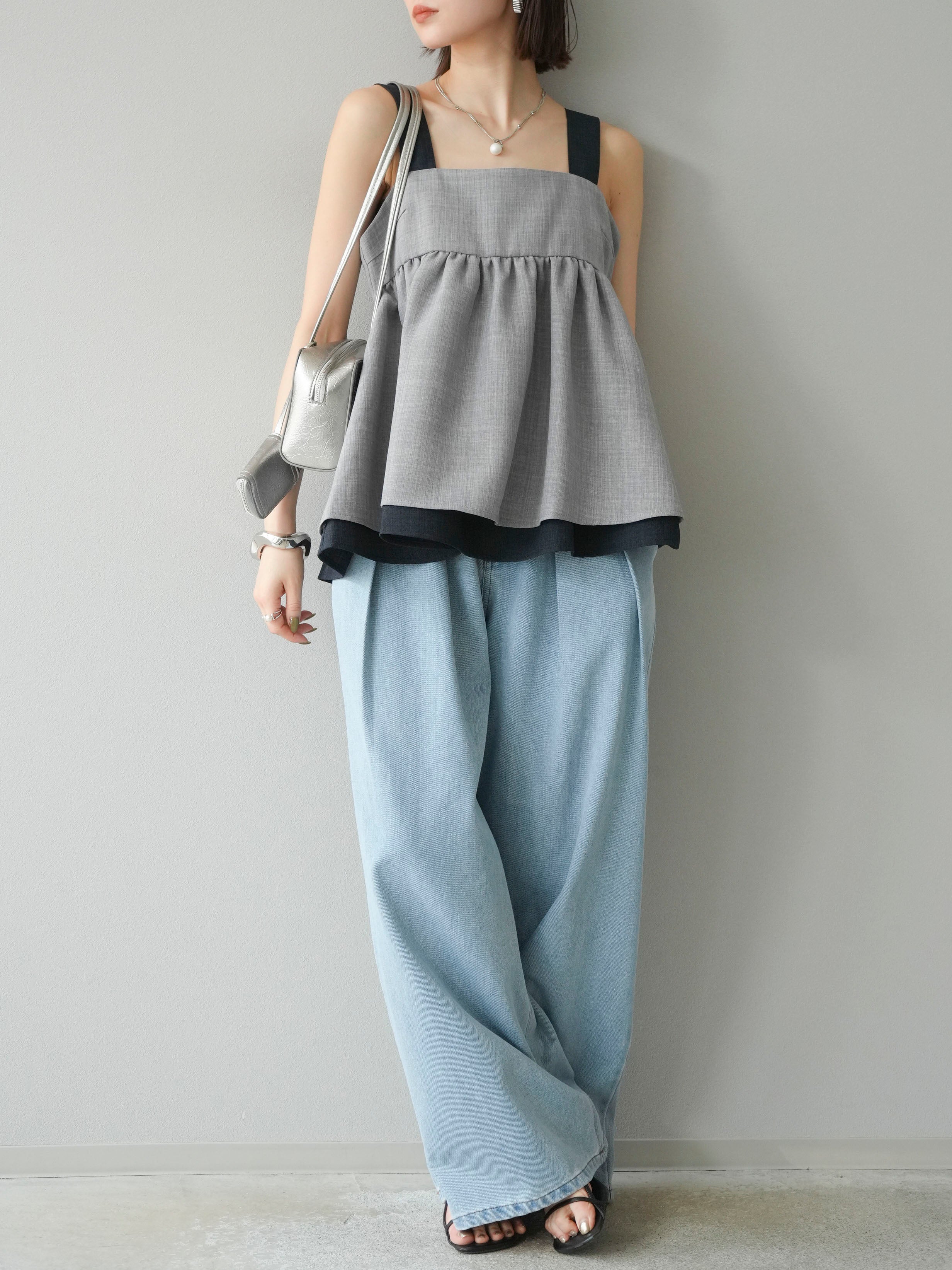 予約]ダブルタックワイドデニムパンツ/ブリーチ – Lumier