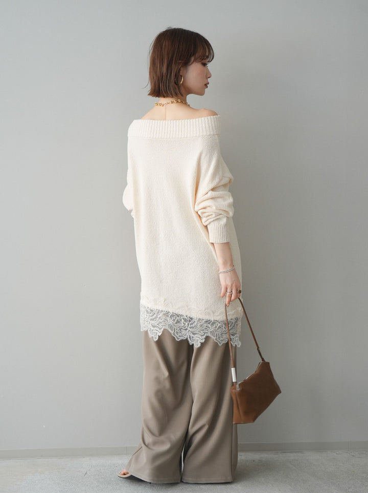 [予約]ベルト付キーホルダーモチーフワイドパンツ/mocha