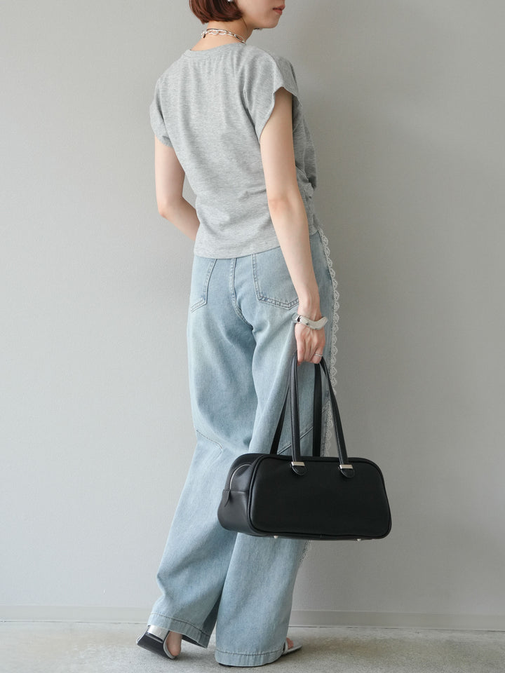 【預購】Line蕾絲牛仔褲/淺藍