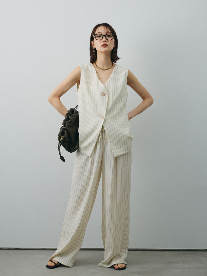 [SET]ストライプベスト＆ワイドパンツSET UP+ストライプベスト＆ワイドパンツSET UP(2set)