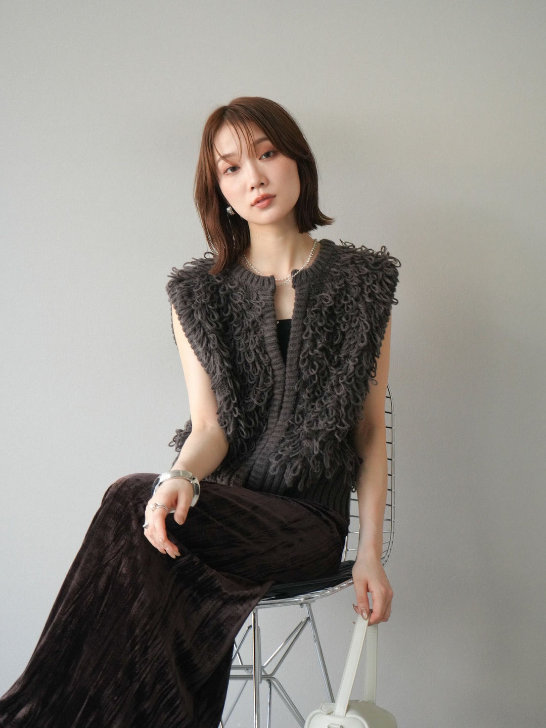 [予約]ループデザインホックベスト /ダークブラウン