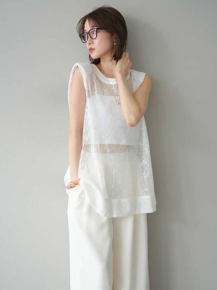 [予約]シャイニーレースプルオーバー/オフホワイト