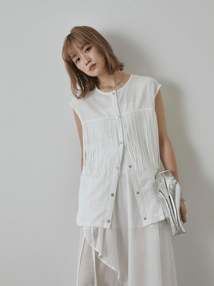 [予約]フリンジノースリブラウス/オフ