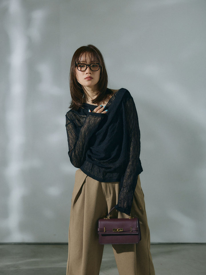 【Allure】[SET]ストレッチレースドレープトップス+ストレッチレースドレープトップス(2set)