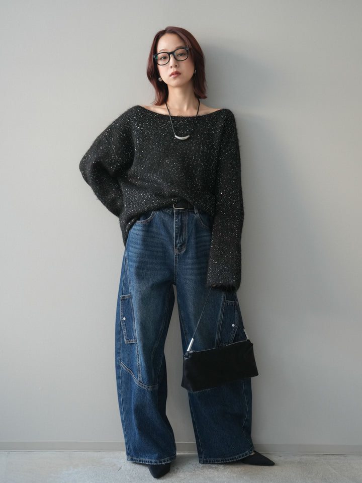 [予約]カーゴデザインコクーンデニムパンツ/navy