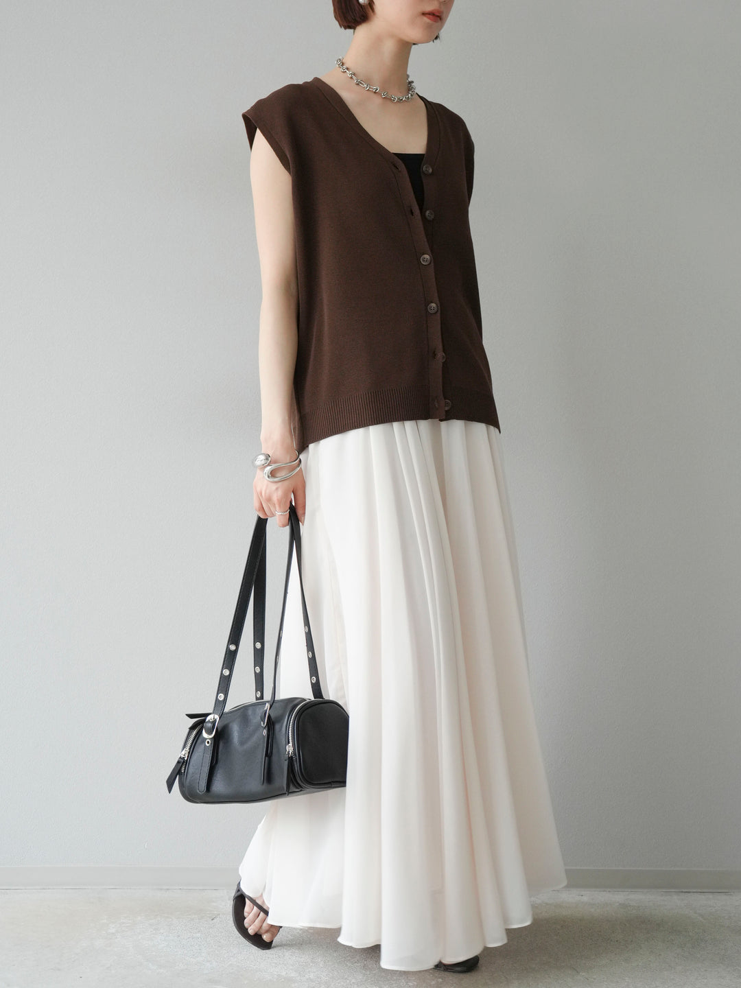 [予約]シフォンフレアスカート/アイボリー