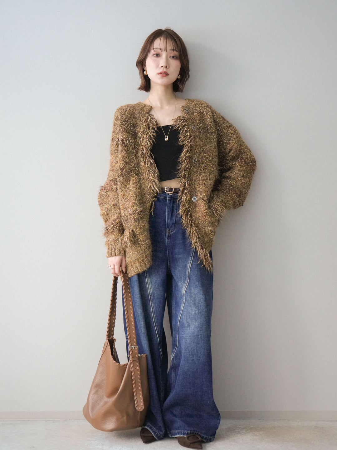 [予約]裏起毛加工デニムカーブパンツ/darkblue