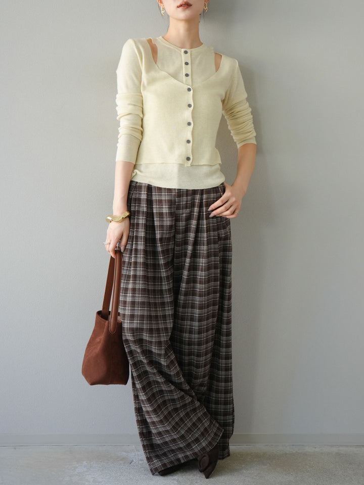 [予約]レイヤードデザインニットカーディガン/アイボリー