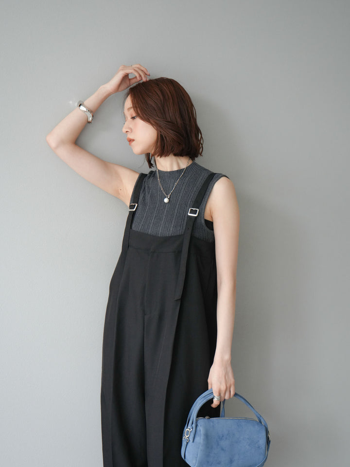 [予約]スリーブレスランダムリブニットトップス/グレー