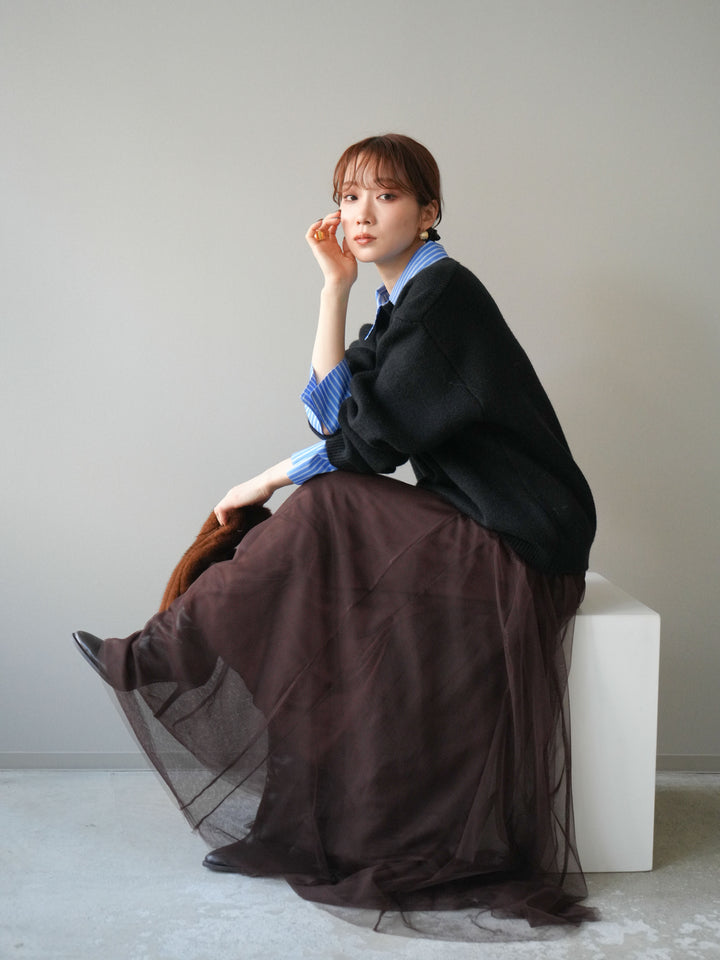 [予約]2WAY襟ニットプルオーバー/black