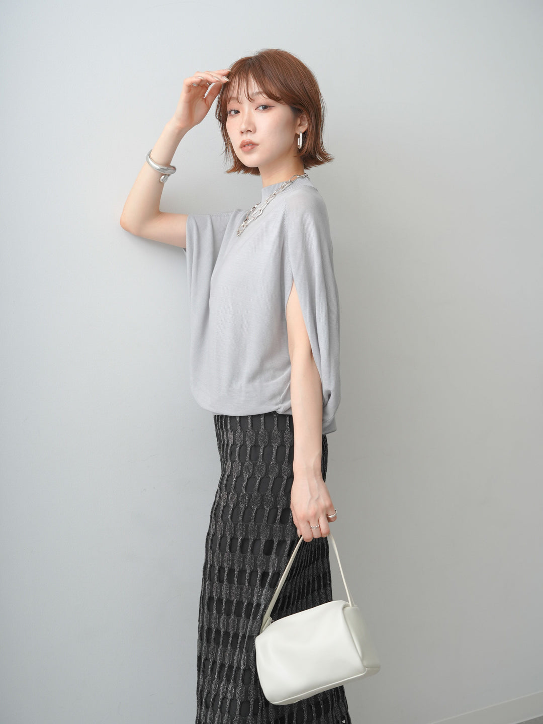 [SET]ボトルネックドロップショルダーニットトップス+ボトルネックドロップショルダーニットトップス(2set)