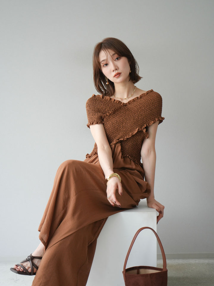 [SET]シャーリングクロスサロペット+シャーリングクロスサロペット(2set)