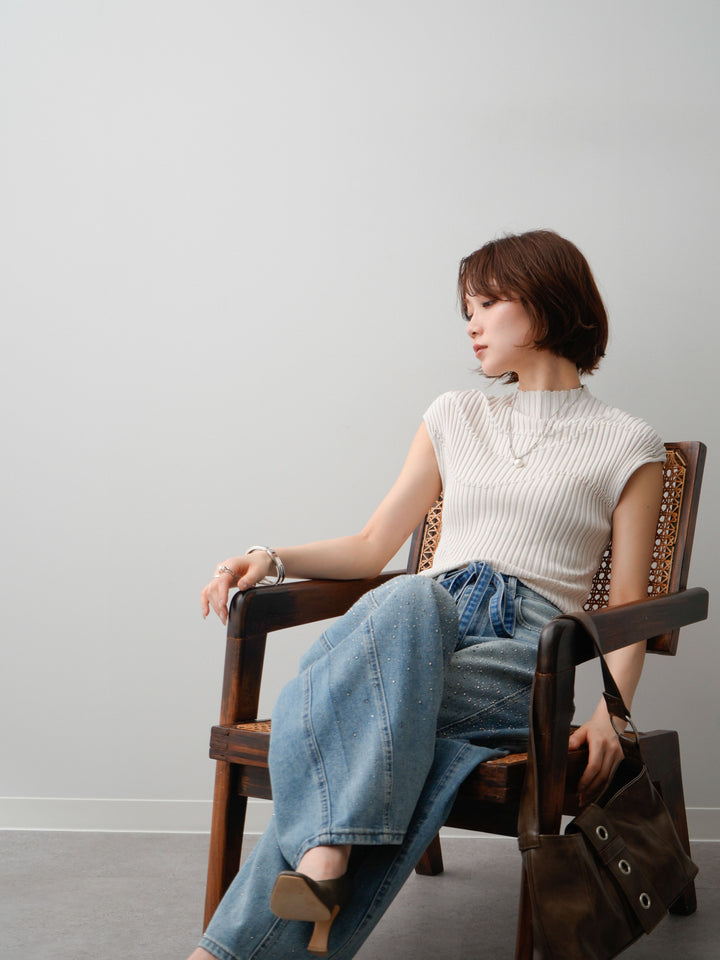 【套裝】Mode Line 羅紋法式針織上衣 + Mode Line 羅紋法式針織上衣（兩件套）