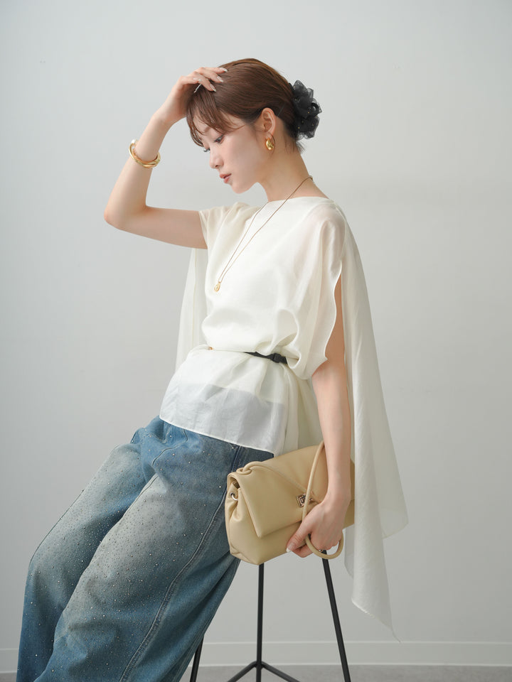 【套裝】繫帶薄紗披肩疊層襯衫 + 可選配件套裝（2 套）