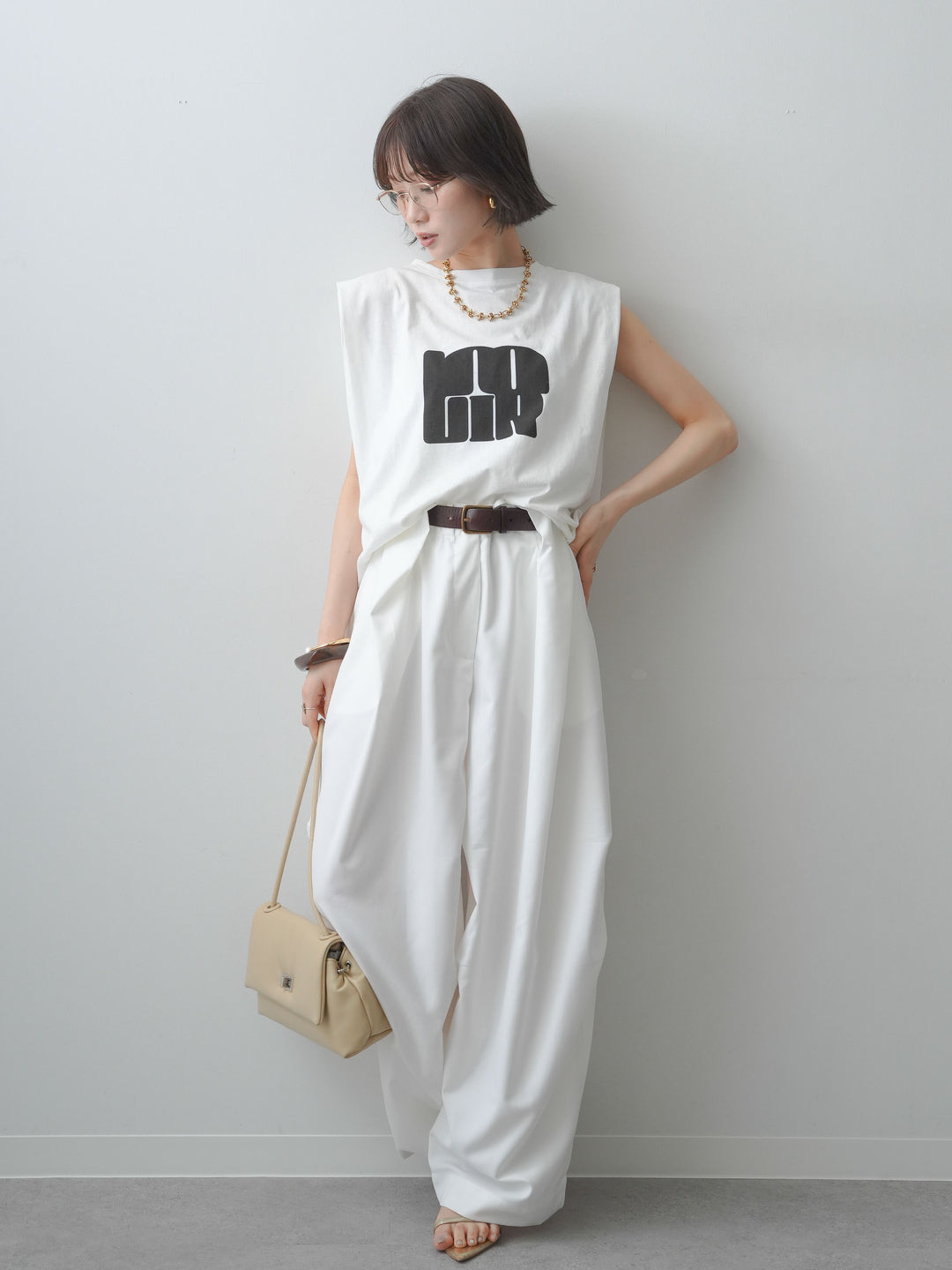 [SET]ヴィンテージロゴドロストTEE+ショルダータックノースリーブオーバーTEE(2set)