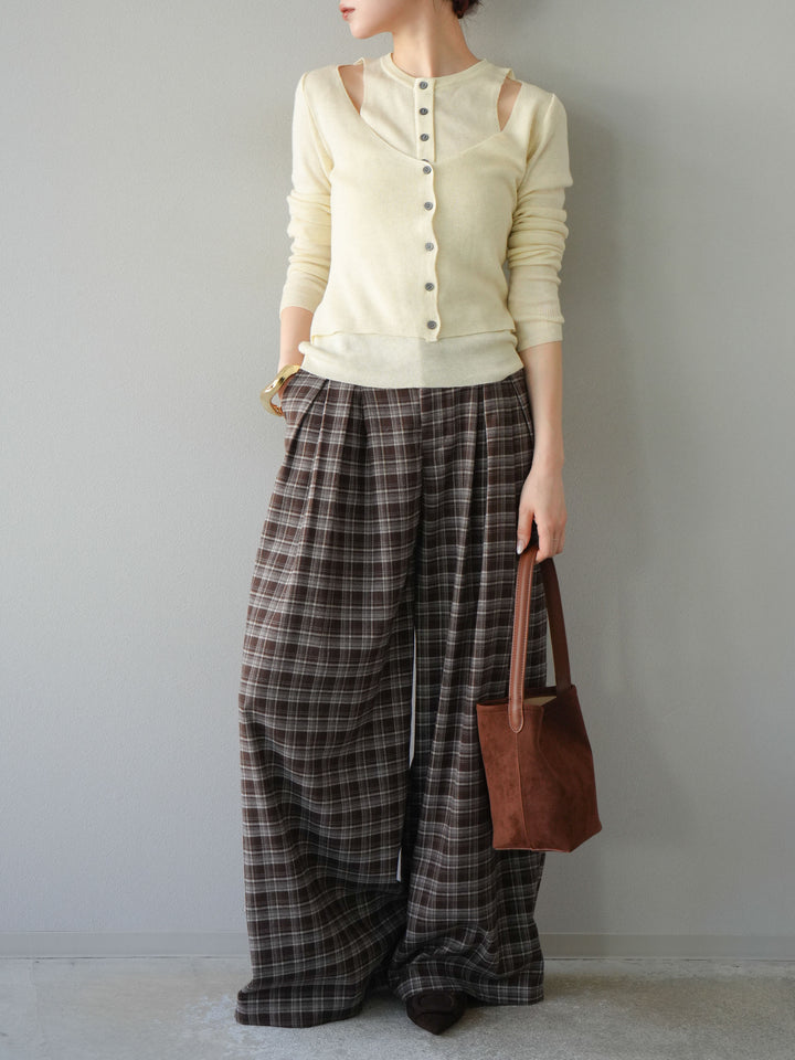 [予約]レイヤードデザインニットカーディガン/アイボリー