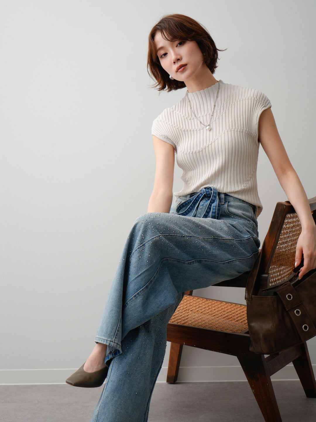 【套裝】Mode Line 羅紋法式針織上衣 + 配件套裝（2 套可選）