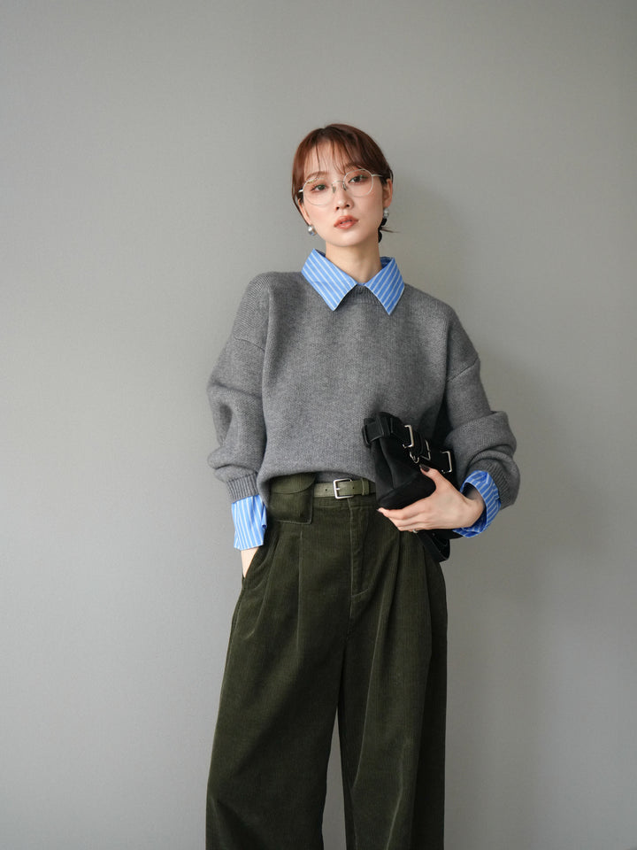 [予約]2WAY襟ニットプルオーバー/gray