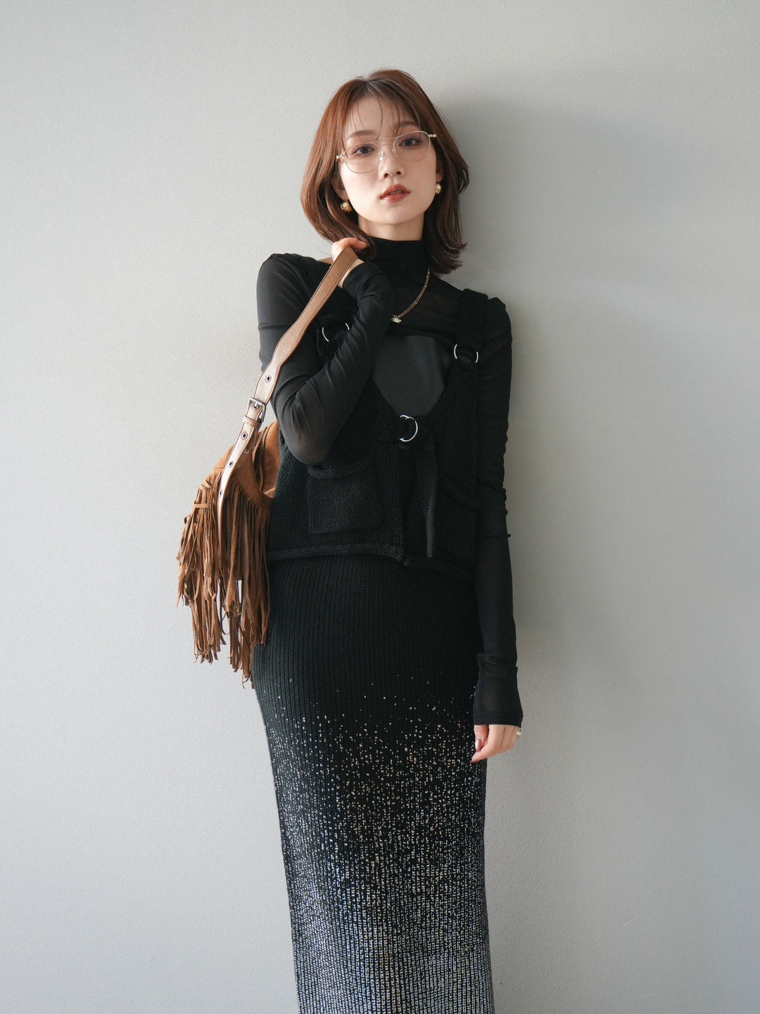 [予約]ニットビスチェ/black