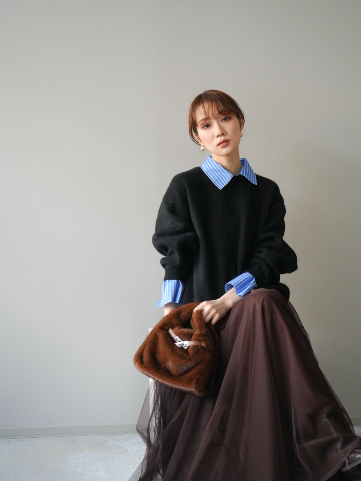 [予約]2WAY襟ニットプルオーバー/black