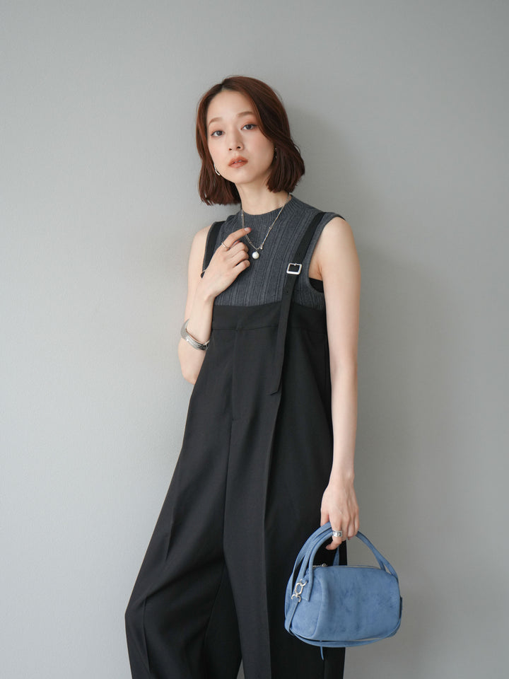 [予約]スリーブレスランダムリブニットトップス/グレー