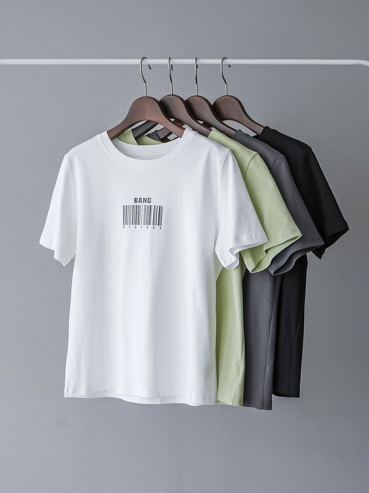 [SET]バーコードプリントTシャツ+DESIGN MOTIF NECKLACE(2set)