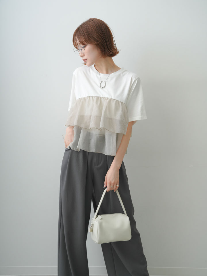 [SET]オーガンジーフリルドッキングTEE+選べるアクセセット(2set)
