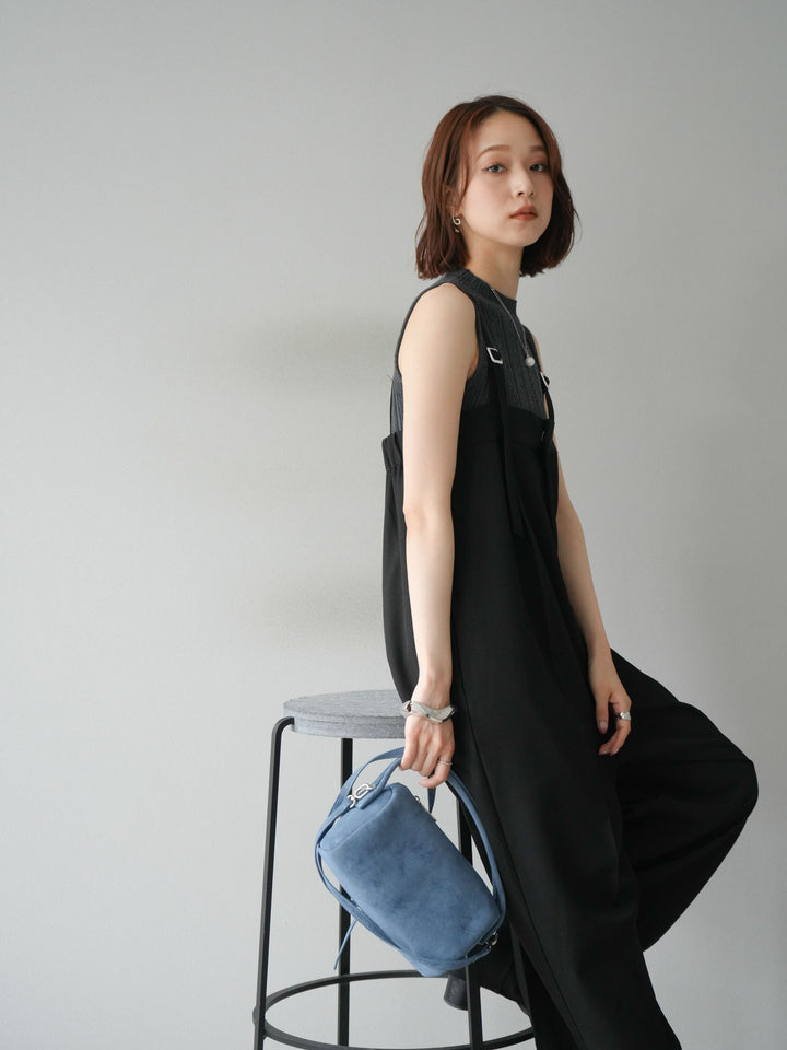 [予約]スリーブレスランダムリブニットトップス/グレー