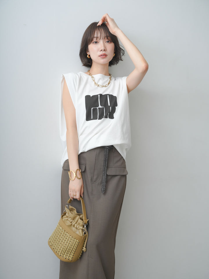 [先行販売！]ショルダータックノースリーブオーバーTEE+ショルダータックノースリーブオーバーTEE(2set)