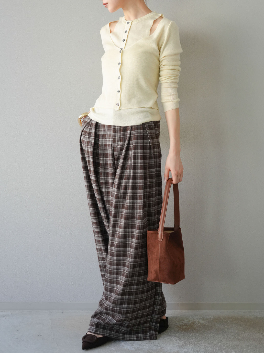 [予約]レイヤードデザインニットカーディガン/アイボリー